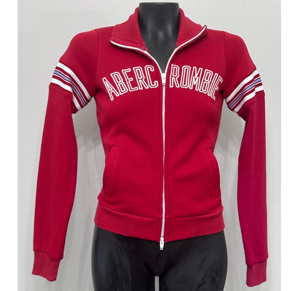 Abercrombie Vintage Varsity Track Jacket Size S Full Zip Red‎ Striped Preppy